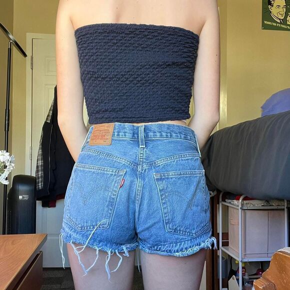 navy y2k knit tube crop top - Picture 3 of 3